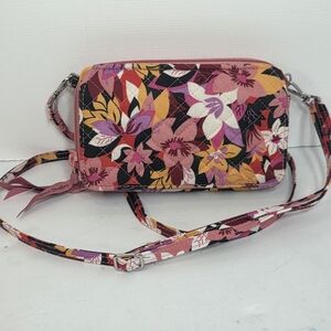 vera bradley rosa floral wallet purse woc pink coral quilted rfid protection